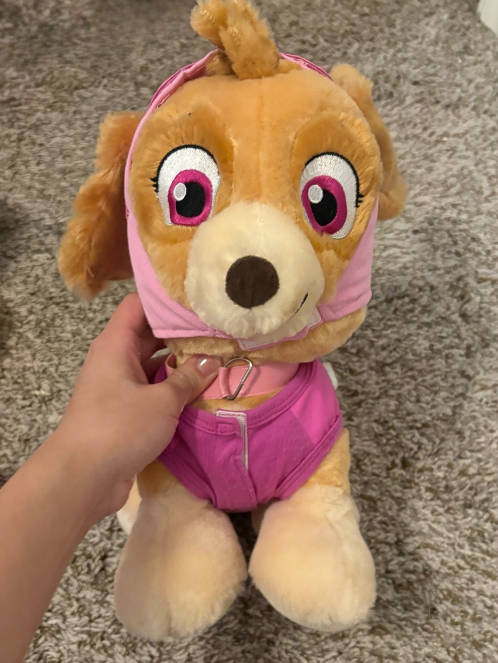 Build-A-Bear Tan Plush Dog with Bright Pink Outfit and Accents